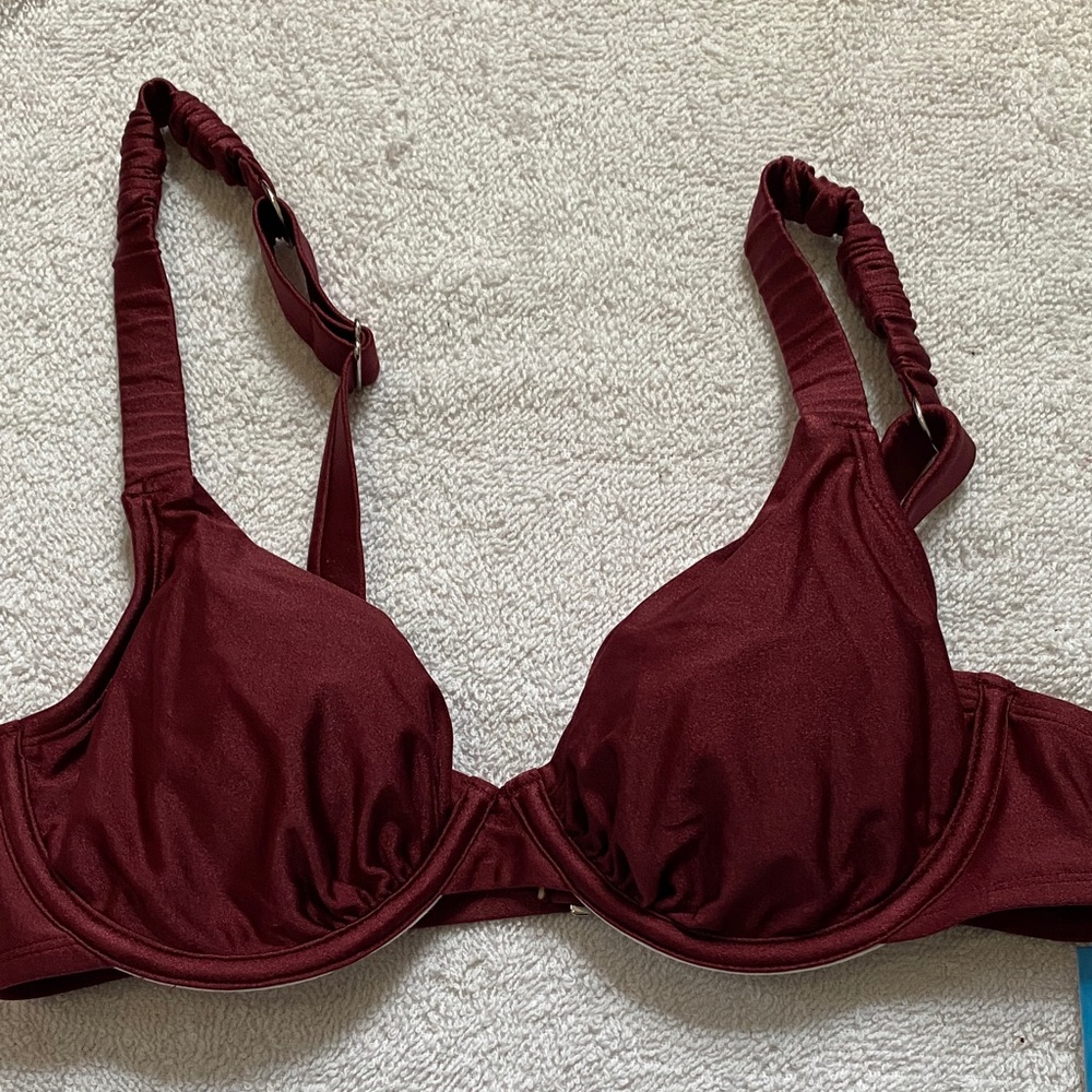 Cupshe Wine-Red Underwire Swim Bra only